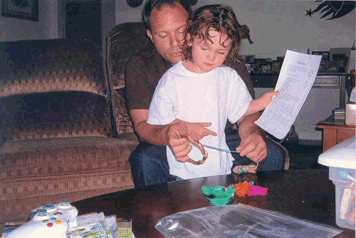 Parent and child engaged in an educational activity together