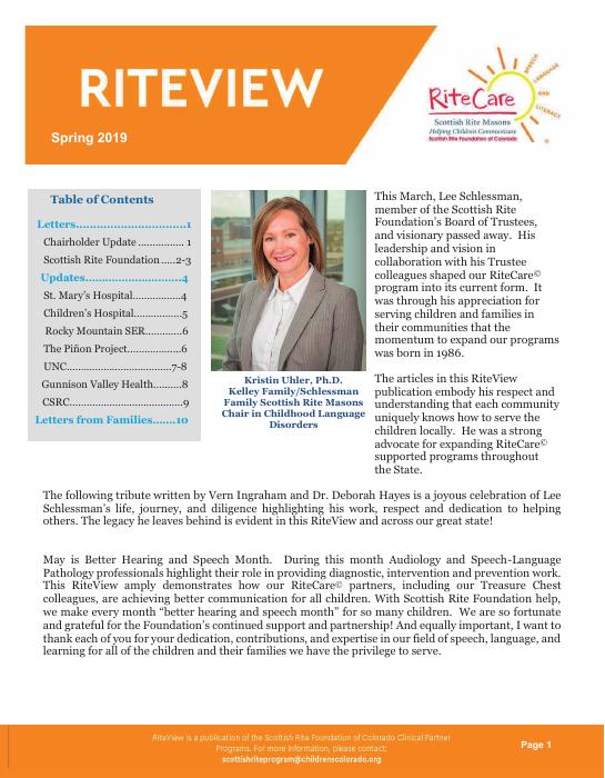 Spring 2019 RiteView cover