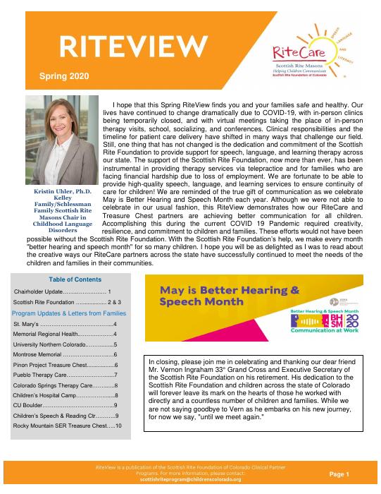 Spring 2020 RiteView cover