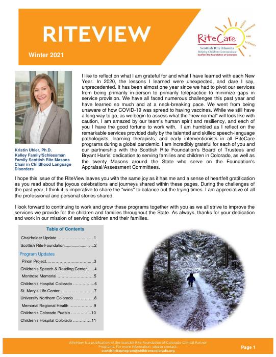 Winter 2021 RiteView cover